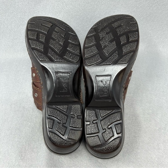 BOC Brown Leather Clogs Mules Euc cute Career Casual 9 stud buckle - Picture 11 of 12